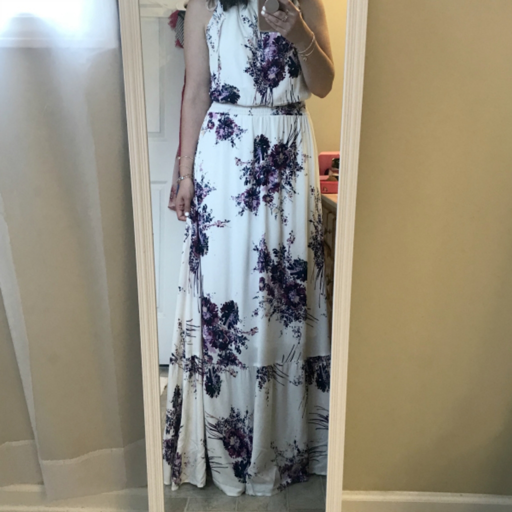 Maurices White And Purple Floral Maxi Dress